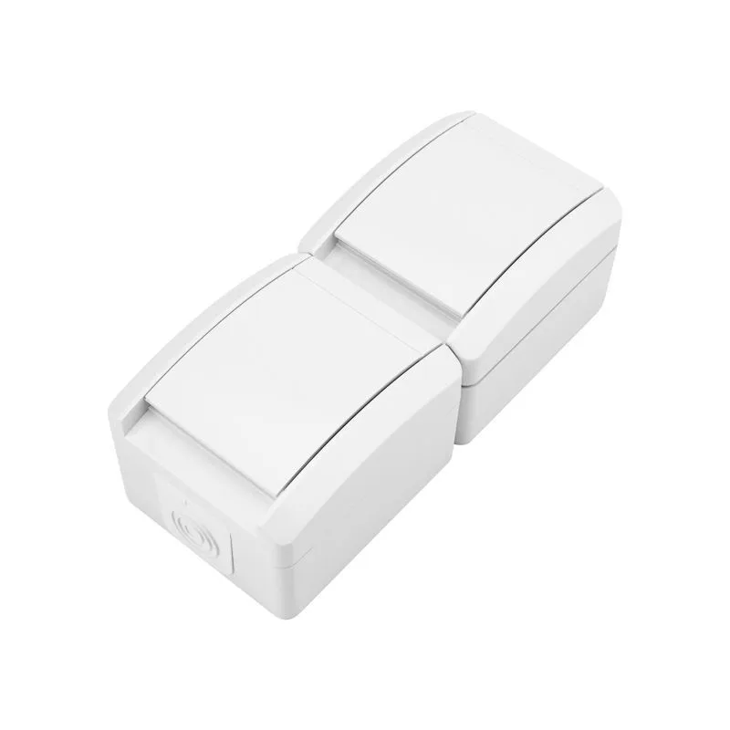 Блок вертикальный 2 розетки (керамика) INDUSTRIAL IP54 с/з, о/у, белый KRANZ KR-78-0801