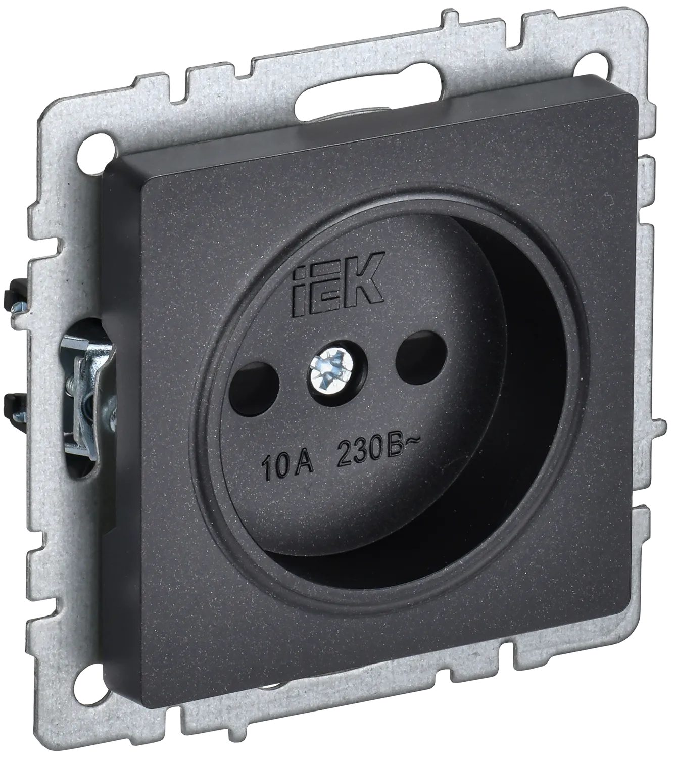 BRITE Розетка 1-местная без заземления с защитными шторками 10А РСш10-2-БрЧ черный IEK BR-R13-10-K02