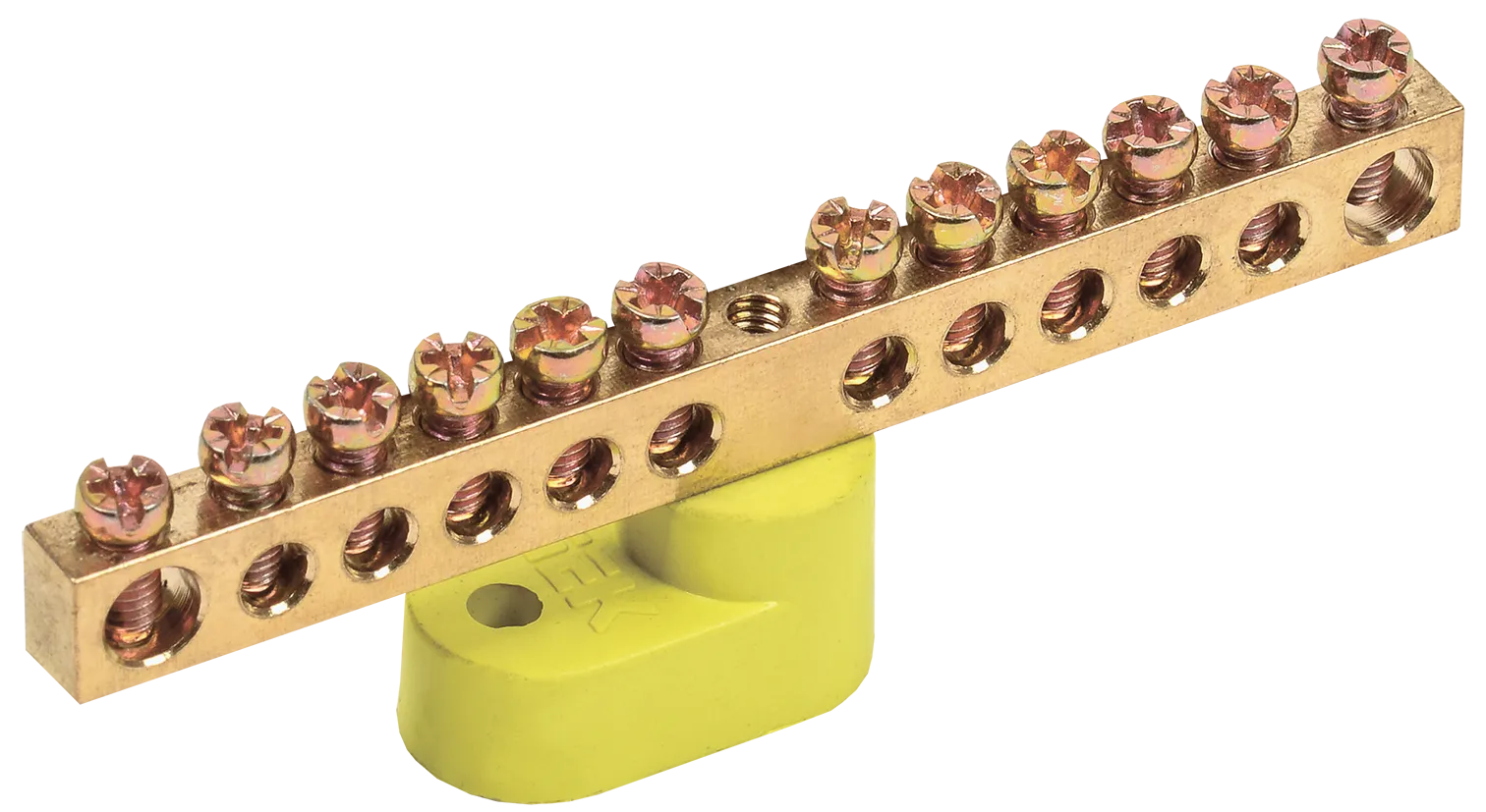 Шина PE "земля" на одном угловом изоляторе ШНИ-6х9-12-У1-Ж IEK