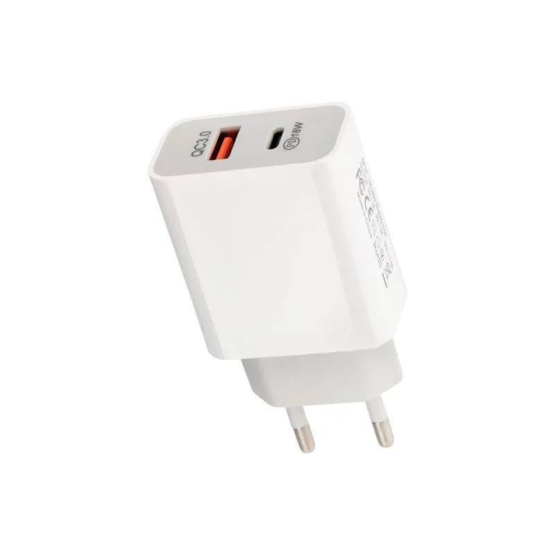 Сетевое зарядное устройство REXANT USB-A+USB-C адаптер, 18W белое 18-2216
