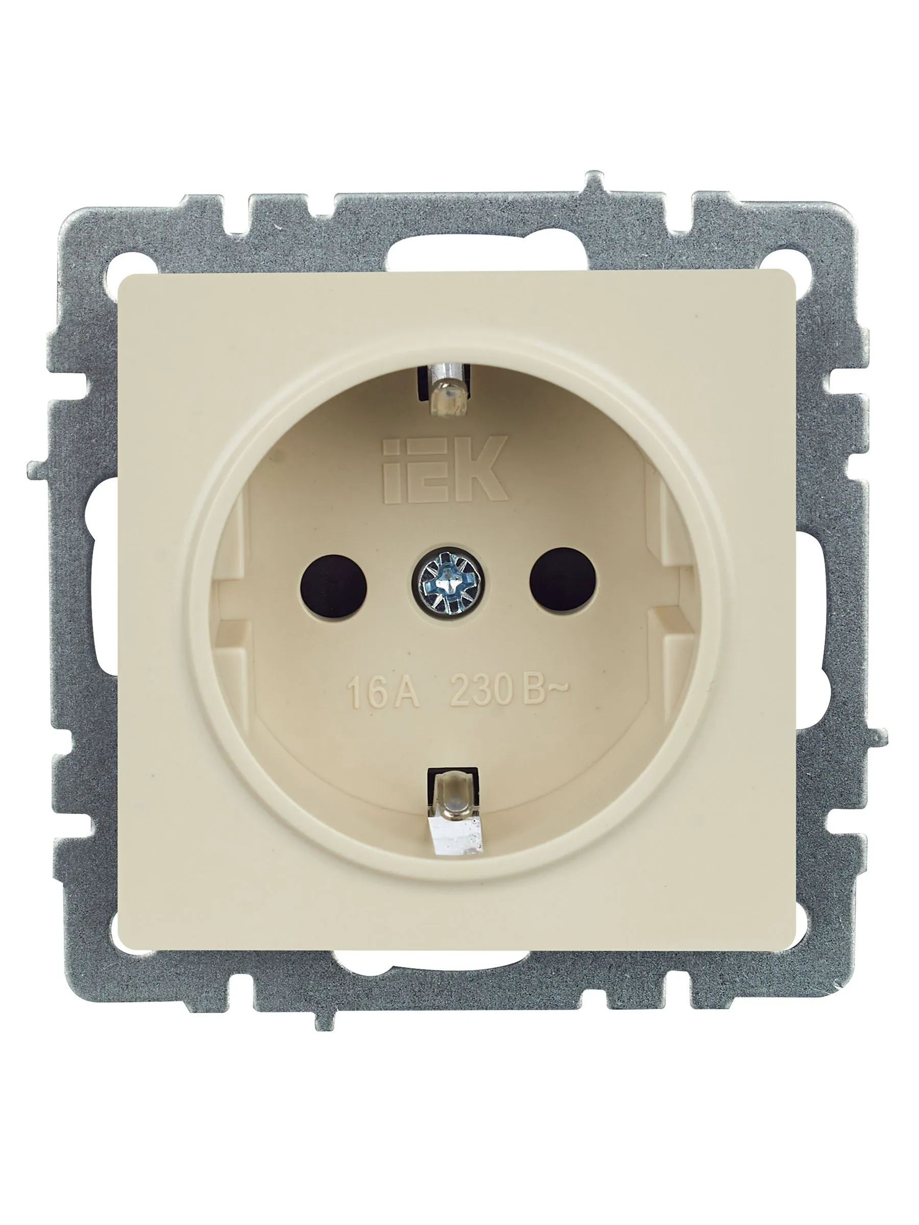 BRITE Розетка 1-местная с заземлением с защитными шторками 16А РС14-1-0-БрКр бежевый IEK - Фото 7