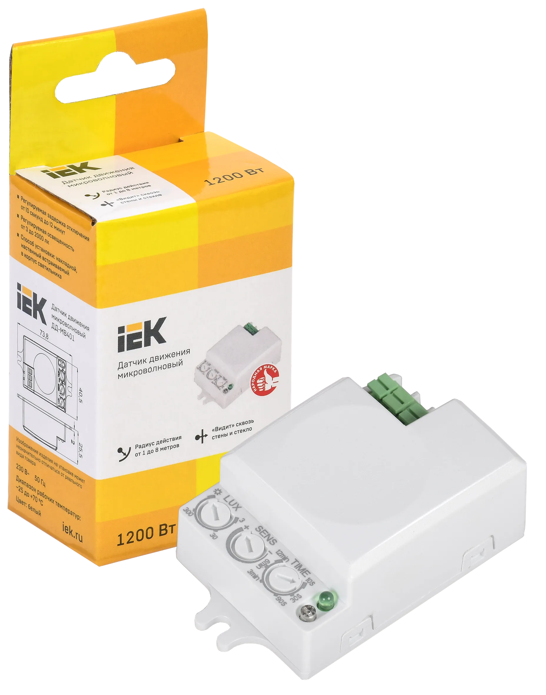 Датчик движения ДД-МВ401 500Вт 360град 8м IP20 белый IEK - Фото 3