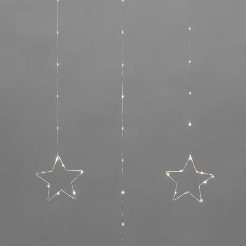 Гирлянда Светодиодный занавес из росы с фигурами Звезд ТЕПЛЫЙ БЕЛЫЙ IP20 USB + пульт управления NEON-NIGHT - Фото 2