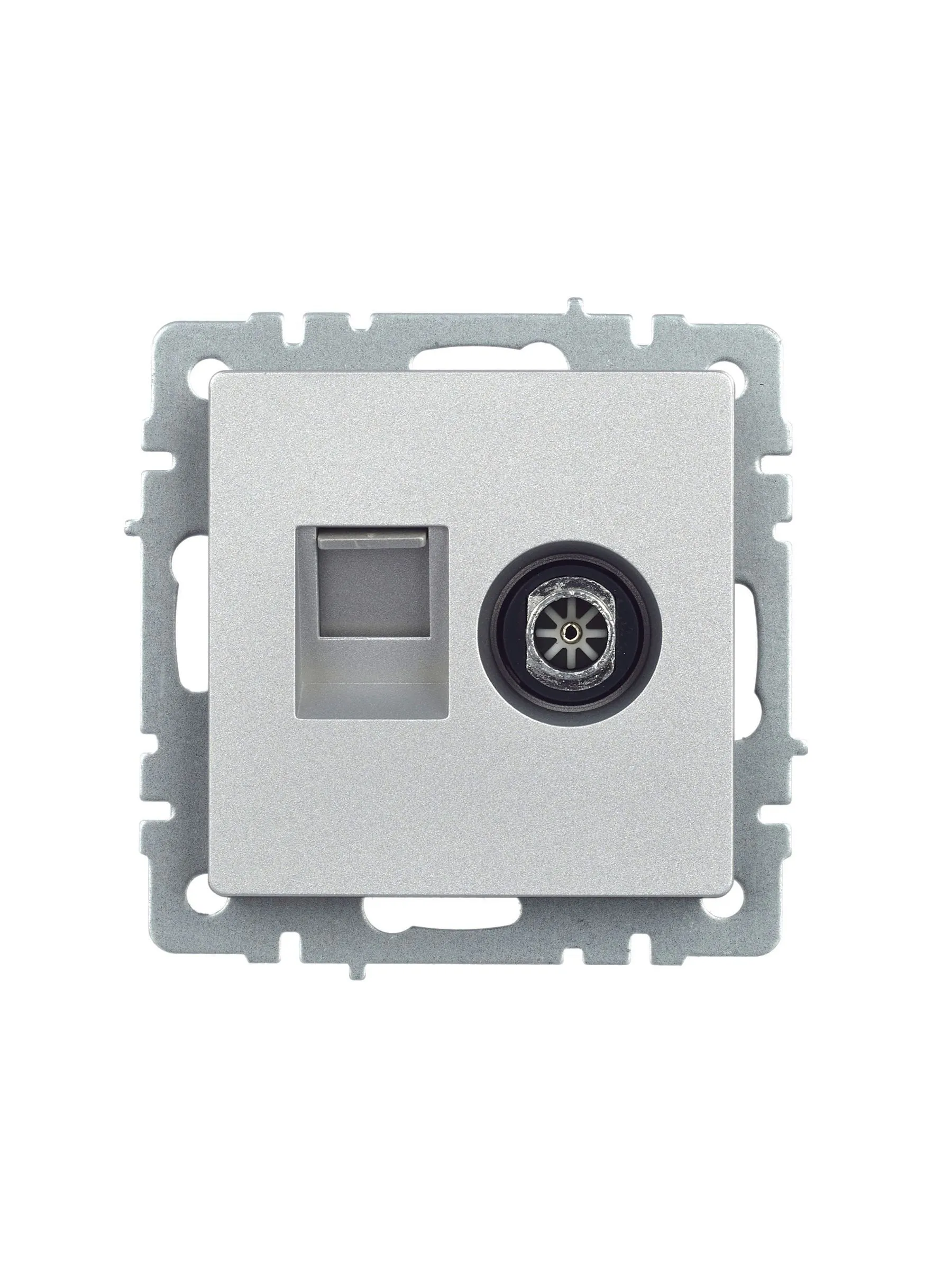 BRITE Розетка двойная TV+RJ45 кат.5E РТВ/РК12-БрА алюминий IEK - Фото 3