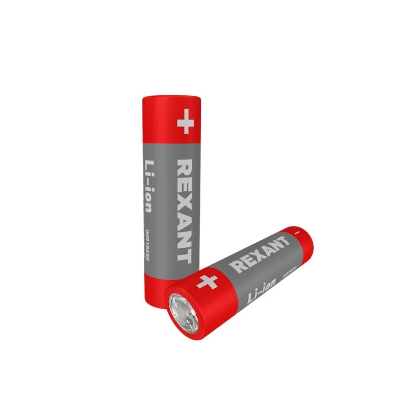 Аккумулятор Li-ion 18650, 3,7В, 2400мАч, без платы защиты, плоский контакт, 2 шт, блистер REXANT - Фото 2