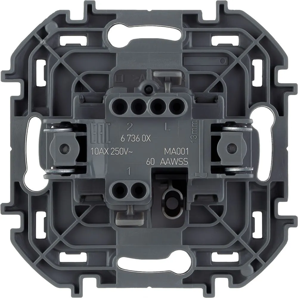 INSPIRIA Выключатель 1-клавишный схема 1 10АХ безвинтовые зажимы белый - Фото 2