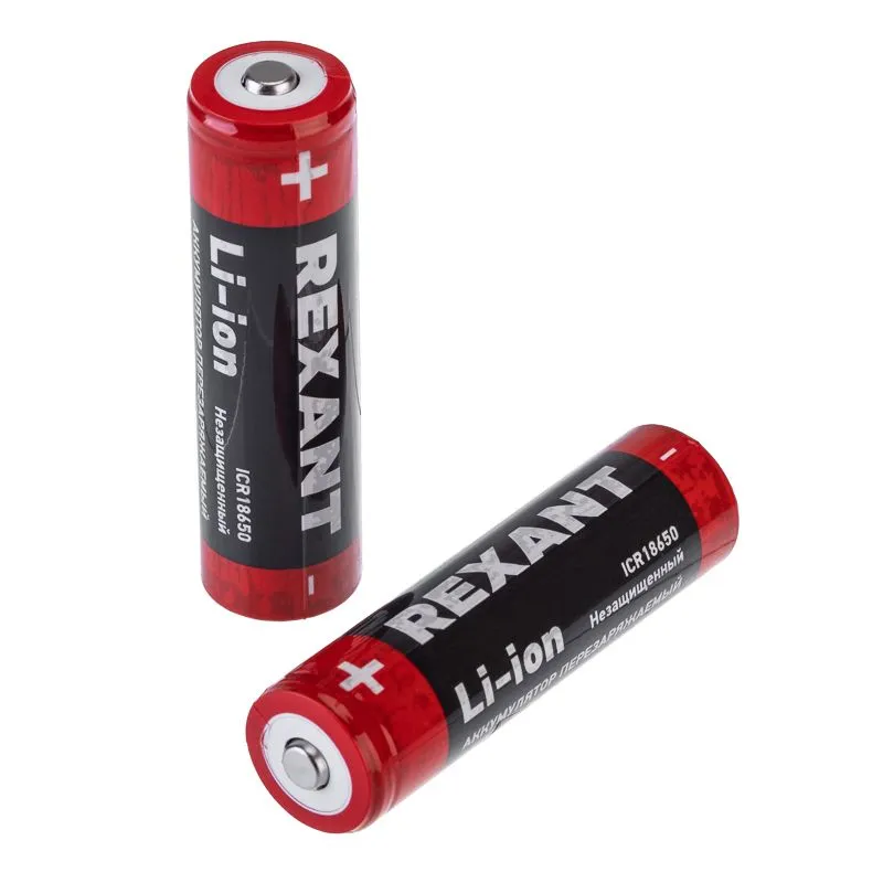 Аккумулятор Li-ion 18650, 3,7В, 2600мАч, без платы защиты, плоский контакт, 10 шт, коробка REXANT 30-2020