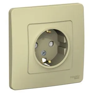 Розетка 1-м СП Blanca 16А IP20 250В с заземл. защ. шторки беж. SE BLNRS001117 520090