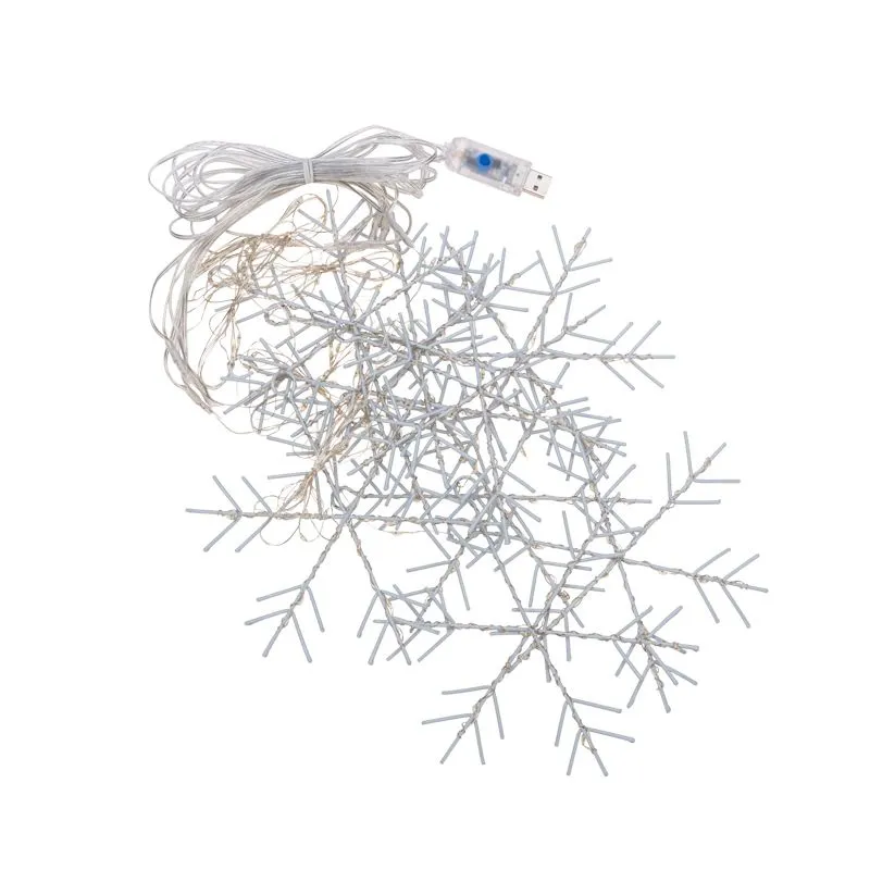 Гирлянда Светодиодный занавес из росы с фигурами Снежинок БЕЛЫЙ IP20 USB + пульт управления NEON-NIGHT - Фото 3