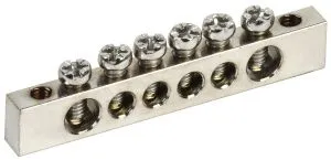 Шина PEN "земля-ноль" 6х9мм 6/2 с никелевым покрытием (6групп/крепеж по краям) IEK YNN11-06-100-N