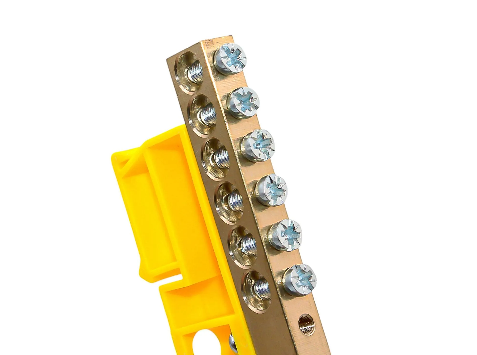 Шина PE "земля" на DIN-изоляторе ЖЕЛТЫЙ 8х12-12 DEKRON - Фото 4