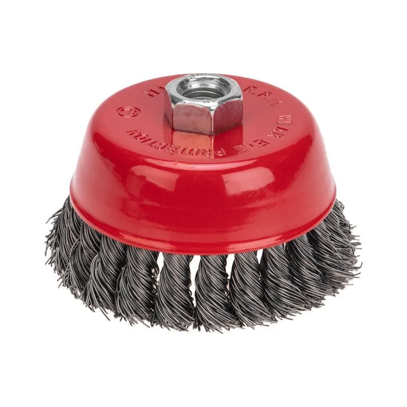 Щетка чашечная для УШМ, крученая стальная проволока, 100мм, М14 KRANZ KR-91-1234