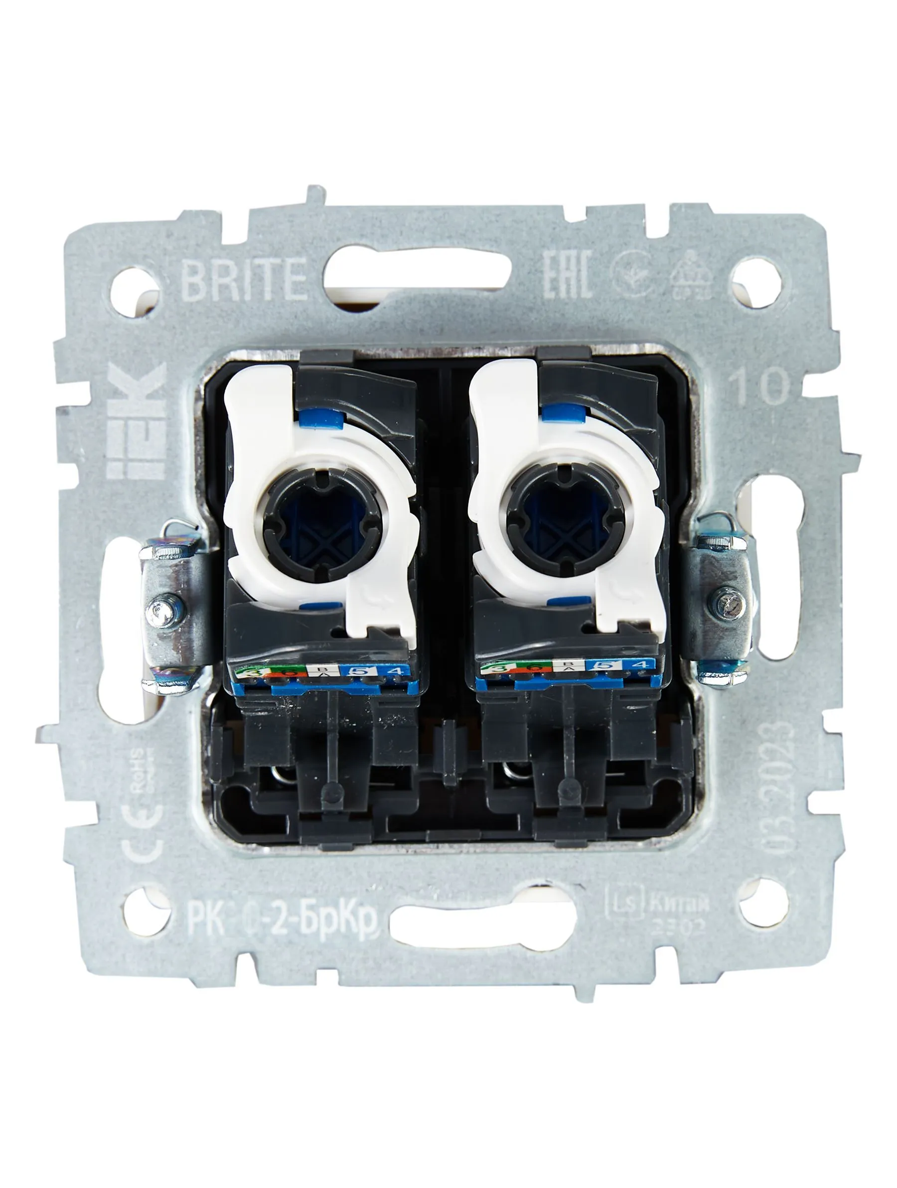 BRITE Розетка компьютерная двойная RJ45 кат.5E РК10-2-БрКр бежевый IEK - Фото 4