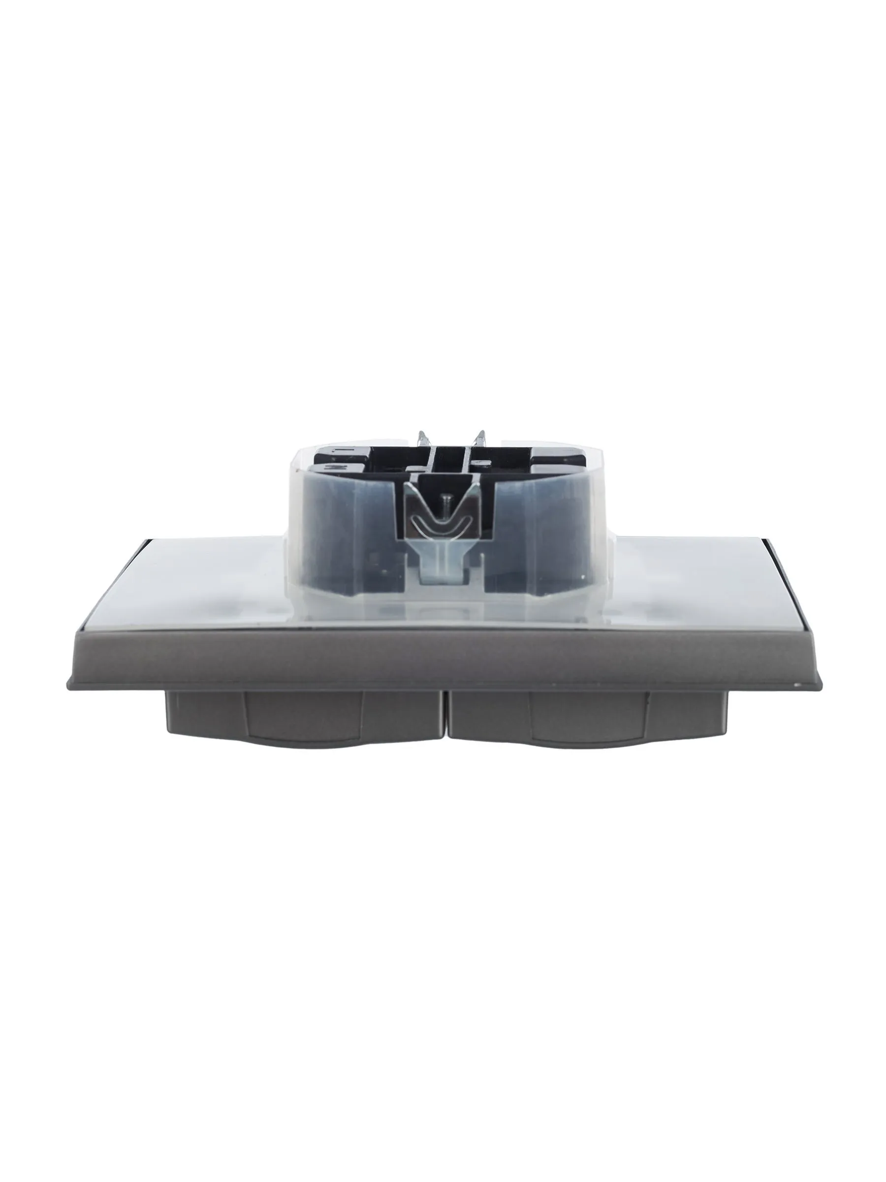 BRITE Розетка 2-местная с заземлением с защитными шторками и крышкой 16А в сборе IP44 РСбш12-3-44-БрС сталь IEK - Фото 3