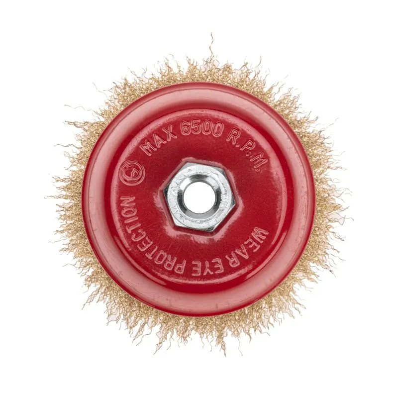 Щетка чашечная для УШМ, витая латунированная проволока, 125мм, М14 KRANZ - Фото 3