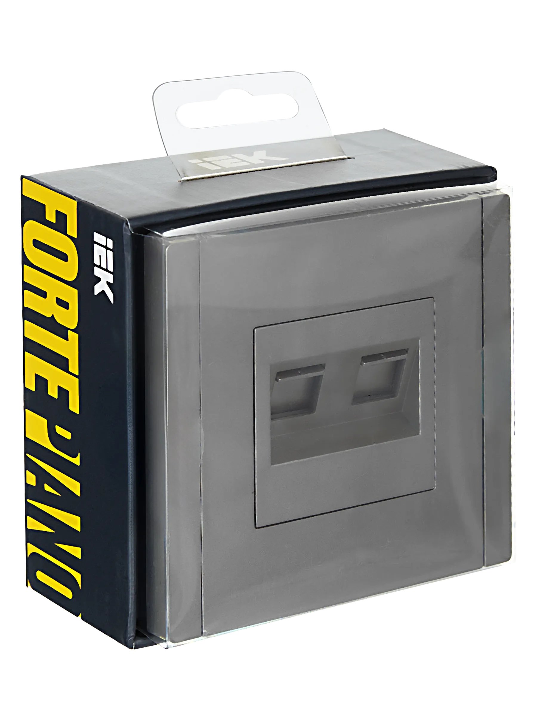 FORTE&PIANO Розетка двойная RJ11+RJ45 кат.5E FP535 сталь IEK - Фото 2