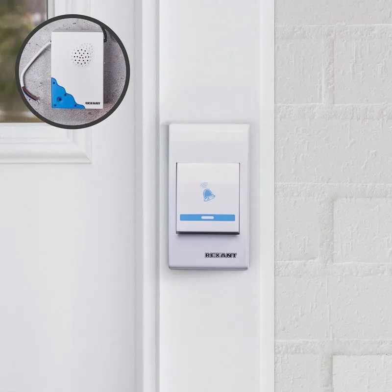 Звонок электрический с проводом и кнопкой 36 мелодий REXANT RX-8 - Фото 2