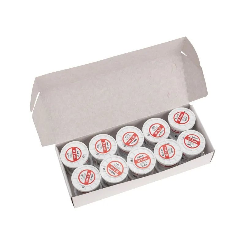 Припой с канифолью ПОС-61, 100г, Ø3мм, (олово 61%, свинец 39%), катушка REXANT - Фото 5