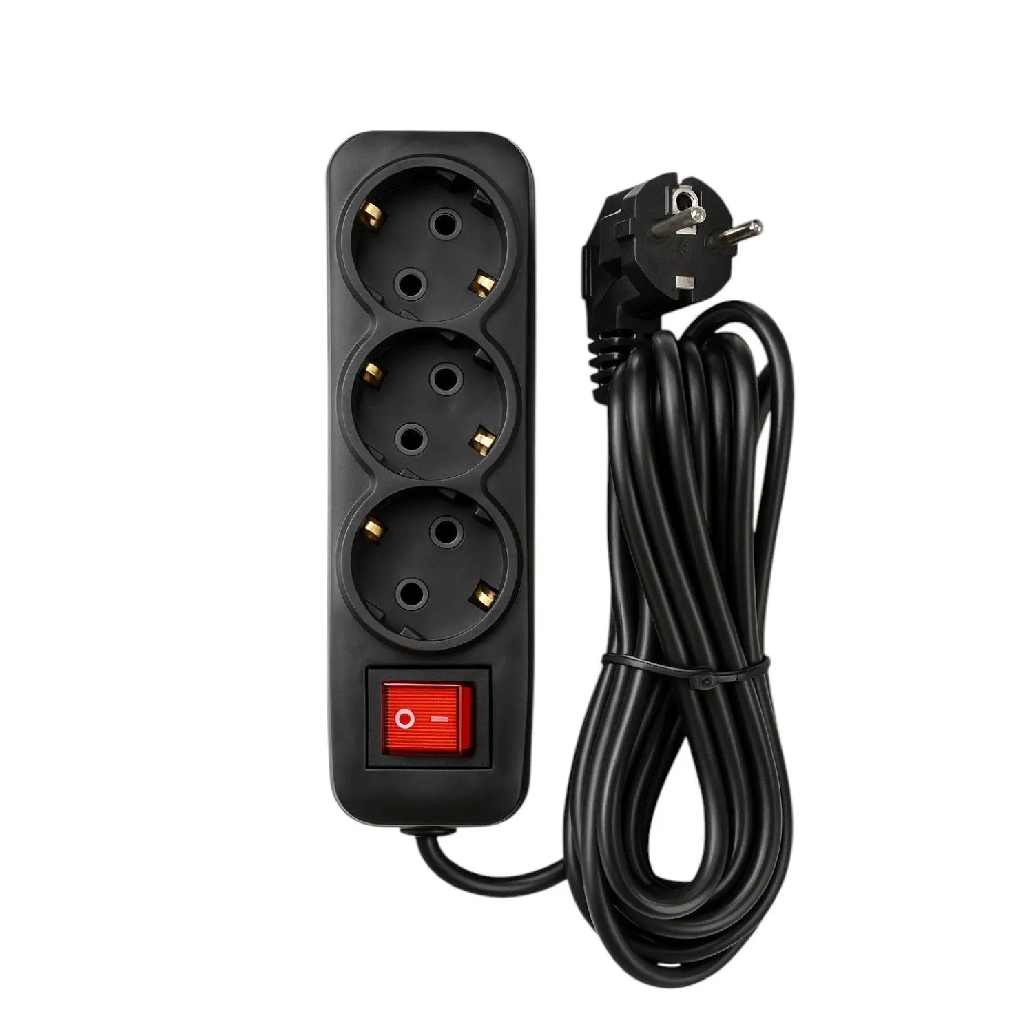 Удлинитель УБкн-03 бытовой с кнопкой ПВС 3*0,75 (10А) 3гн. 7м. черный DEKRON - Фото 4