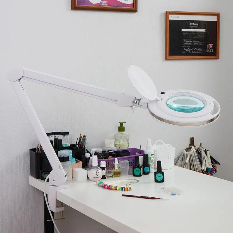 Лупа на струбцине круглая 3D с подсветкой 60 SMD LED, сенсорный регулятор яркости, ø127мм, белая REXANT - Фото 2