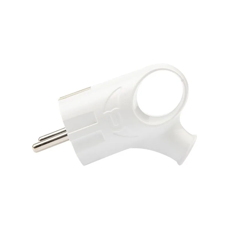 Вилка Евро угловая с з/к 16А с кольцом белая REXANT - Фото 2