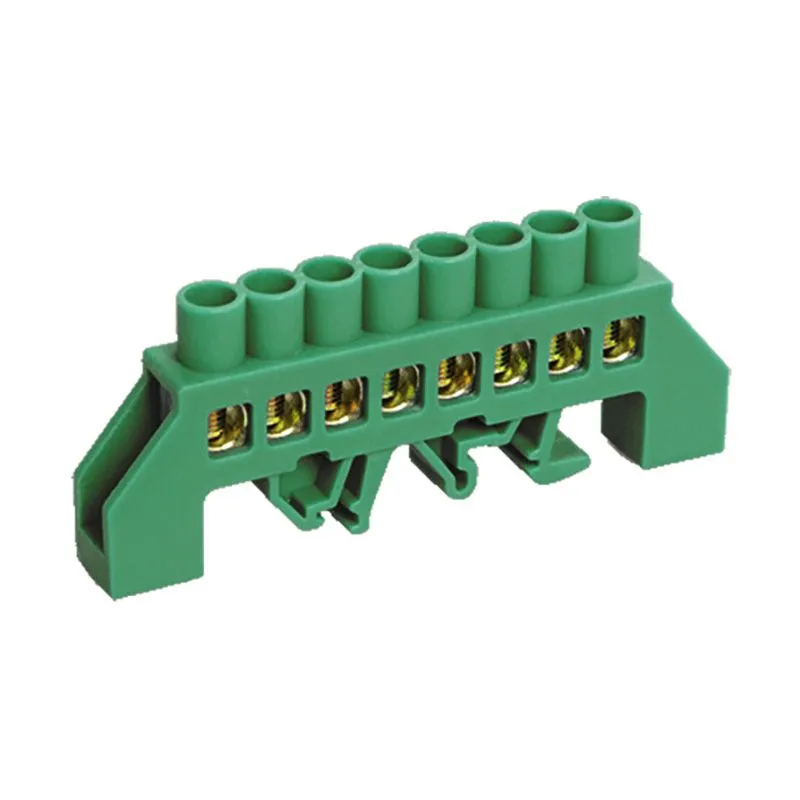 Шина PE «земля» в комбинированном зеленом изоляторе на DIN-рейку 6x9мм 8 групп REXANT 11-2307