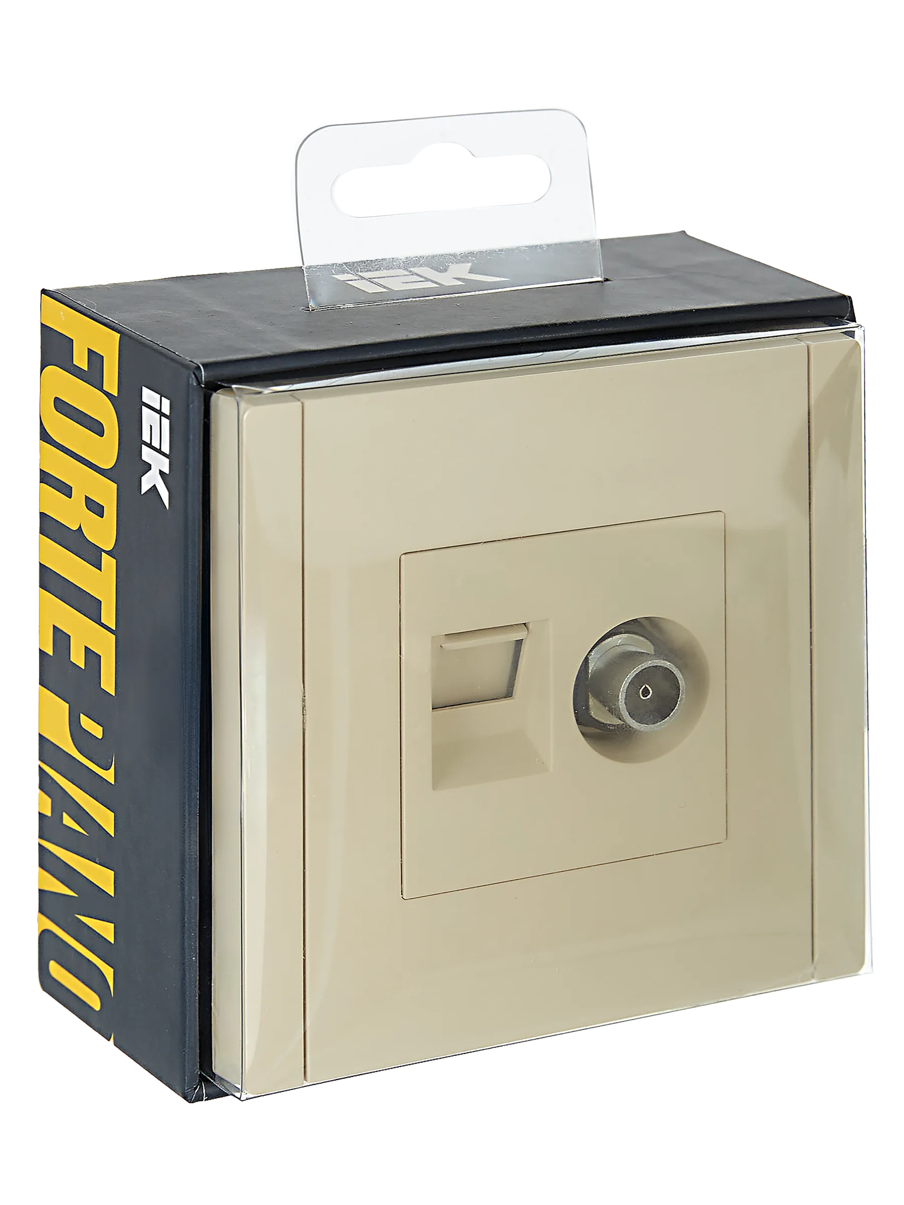 FORTE&PIANO Розетка двойная TV+RJ45 кат.6 FP437 ваниль IEK - Фото 2