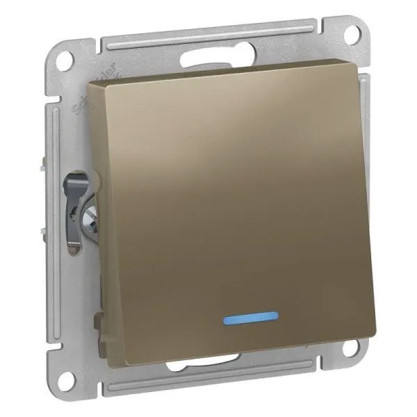 Переключатель проходной 1-кл. СП AtlasDesign 10А IP20 (сх. 6а) 10AX механизм с подсветкой шампань SE