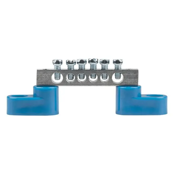 Шина "0" N (6x9мм) 6 отв. цинк 2 синих угловых изолятора EKF - Фото 2