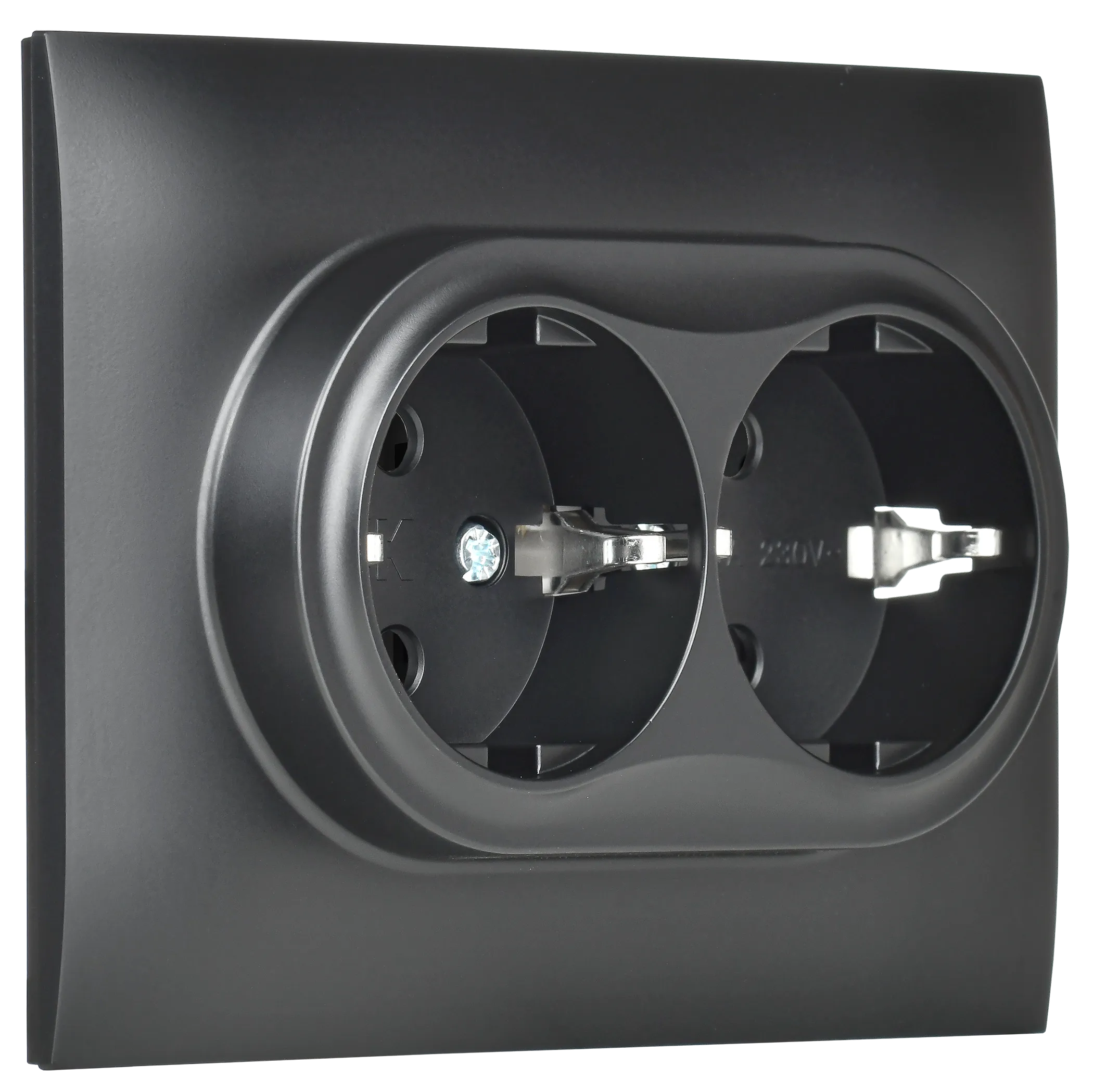 SKANDY Розетка 2-местная с заземлением с защитными шторками 16А в сборе SK-R07Bl черный IEK - Фото 4