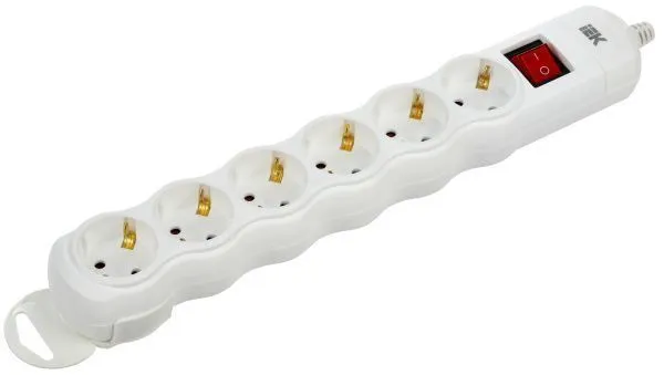 Розетка переносная разборная с выключателем РПр06В 6 мест IEK WYP10-D-KP-16-06-ZKS-K01