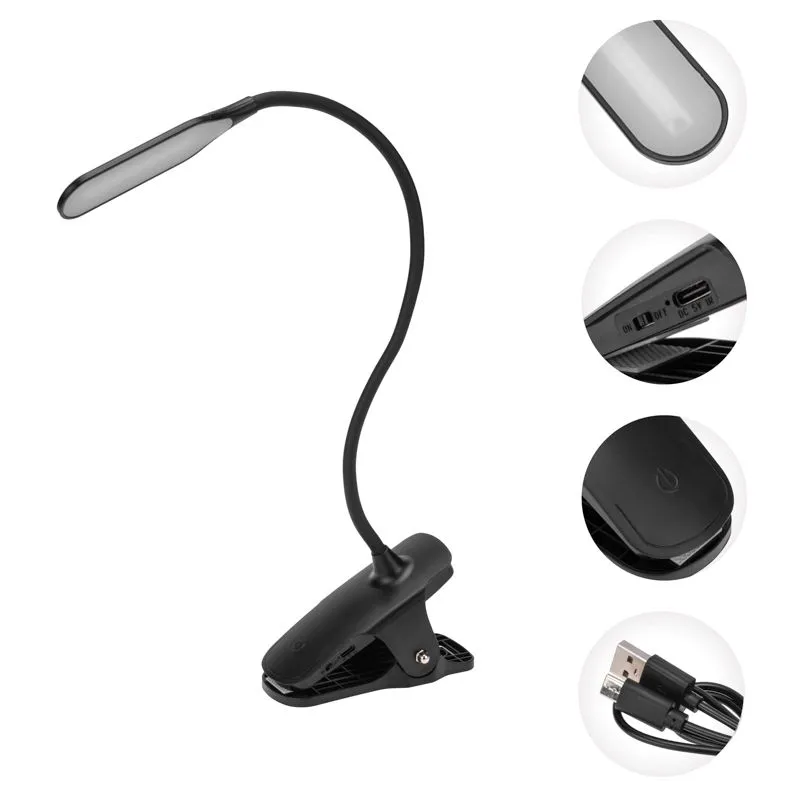 Светильник настольный Click 4Вт, LED, 4000К, диммируемый 3 ступени, заряжаемый, на прищепке, черный REXANT - Фото 3