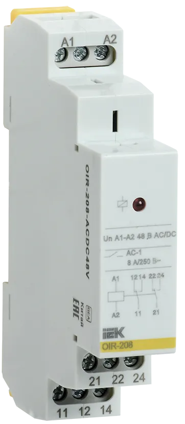 Реле промежуточное модульное OIR 2 контакта 8А 48В AC/DC IEK