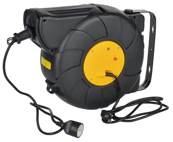 TWIST Катушка УК25 1 место с заземлением 3х1,5мм2 с автосмоткой кабеля 25м+2м IEK TW-KP27-16-01-25-02