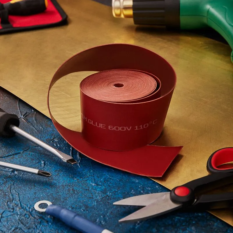 Термоусаживаемая лента с клеевым слоем 50х0,8 мм, красная, ролик 5м, ТЛ-0,8 REXANT - Фото 2