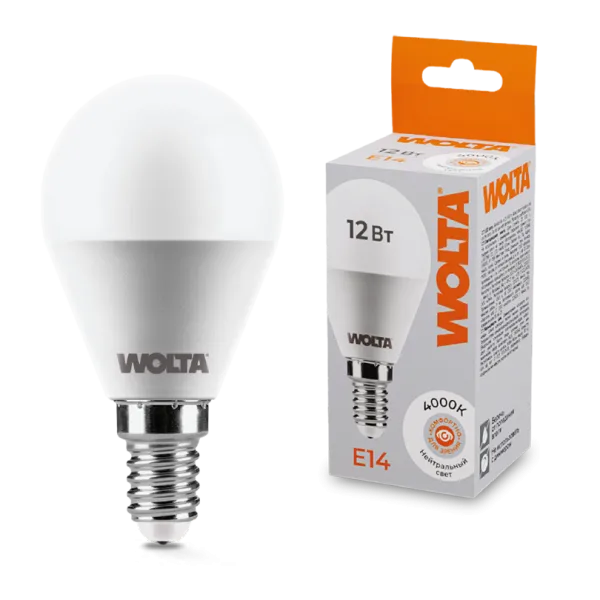 Светодиодная лампа WOLTA 25S45GL12E14 12Вт 4000K Е14