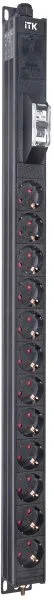 ITK BASE PDU вертикальный PV0111 18U 1 фаза 16А 12 розеток SCHUKO (немецкий стандарт) кабель 2,6м вилка SCHUKO (немецкий стандарт)