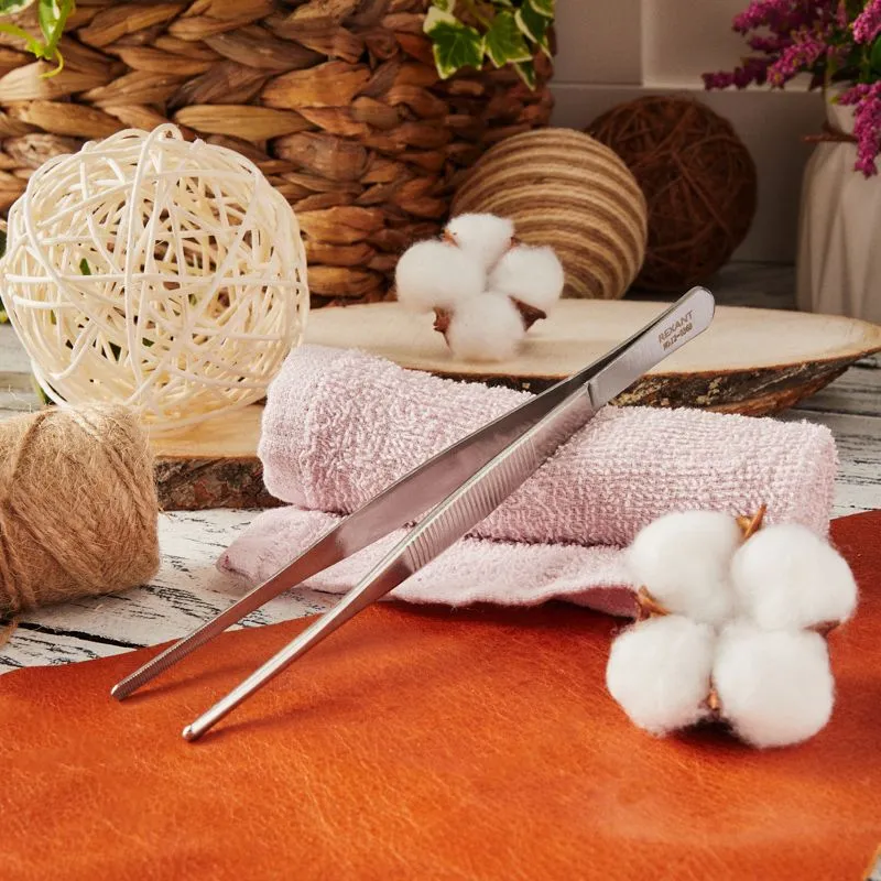 Пинцет прямой, рифленый 200мм (блистер) REXANT - Фото 2