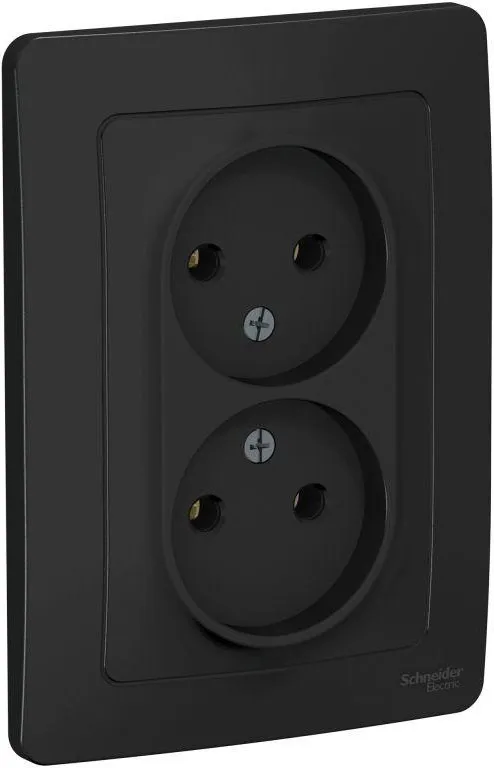 Розетка 2-м СП Blanca 16А IP20 250В без заземл. без защ. шторок антрацит SE BLNRS000026 - Фото 2