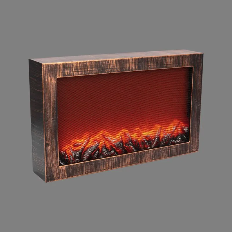 Светодиодный камин Ретро с эффектом живого огня 60,3х11х36,8см, работает от батареек 3хС (в комплект не входят) или от USB (в комплекте), бронзовый - Фото 2