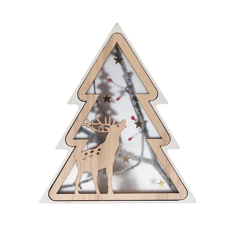 Деревянная фигурка с подсветкой Елочка 16х2х18 см - Фото 5