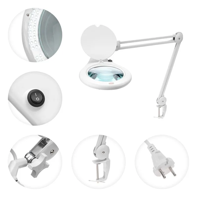 Лупа на струбцине круглая 5D с подсветкой 84 SMD LED, ø178мм, белая REXANT - Фото 3
