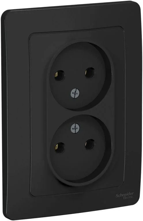 Розетка 2-м СП Blanca 16А IP20 250В без заземл. без защ. шторок антрацит SE BLNRS000026