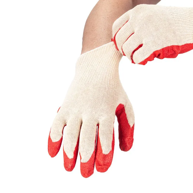Перчатки х/б с одинарным латексным покрытием, 5 нитей, 36 г, 10 класс вязки, красного цвета - Фото 2