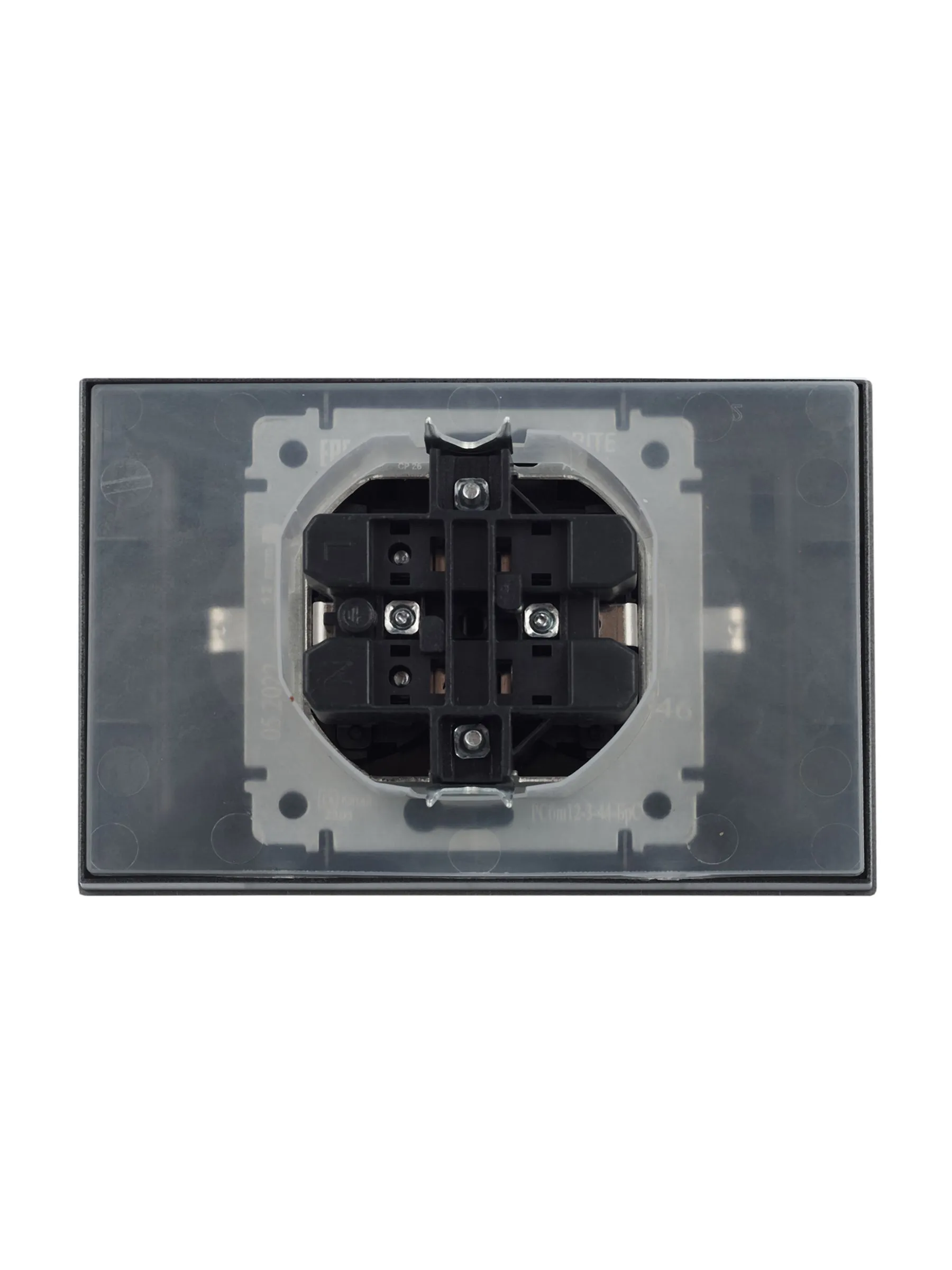 BRITE Розетка 2-местная с заземлением с защитными шторками и крышкой 16А в сборе IP44 РСбш12-3-44-БрС сталь IEK - Фото 7