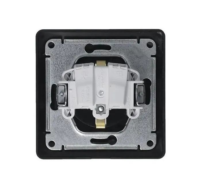 Розетка 1-м СП 1мод. Glossa 16А IP44 с заземл. защ. шторки с крышкой в сборе антрацит SE GSL000748 - Фото 2