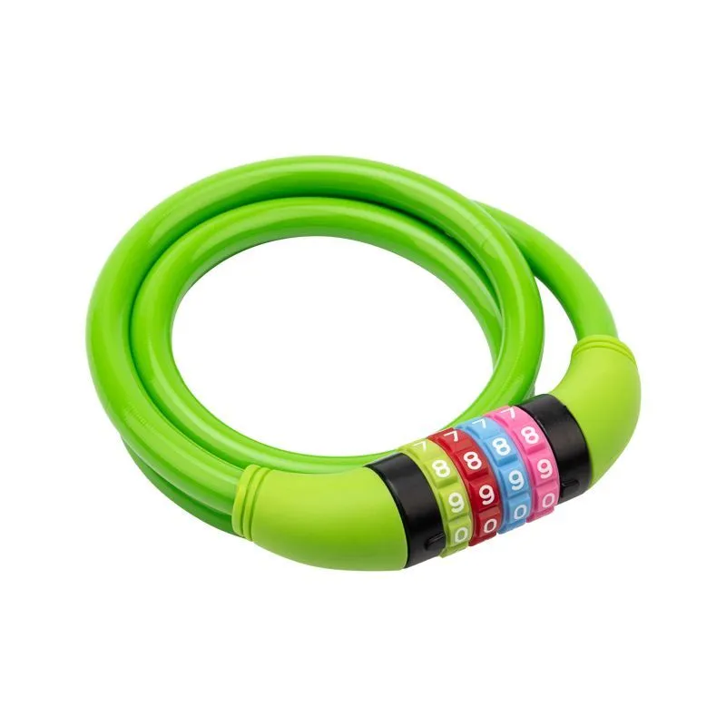 Тросовый кодовый замок взломостойкий для велосипедов и колясок 100 см зеленый 79-0203