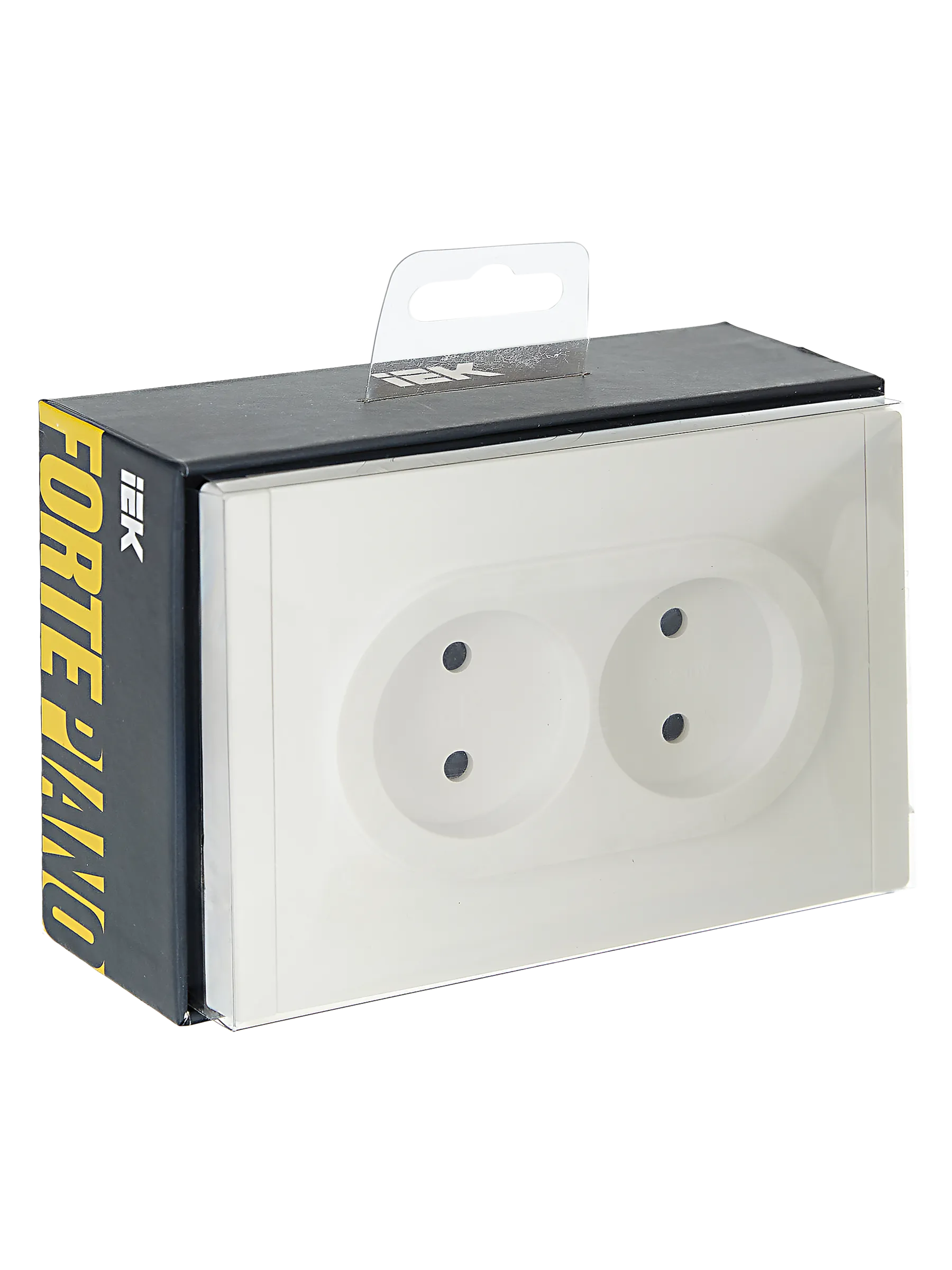 FORTE&PIANO Розетка 2-местная без заземления с защитными шторками безвинтовое крепление 10А FP225 белый IEK - Фото 2