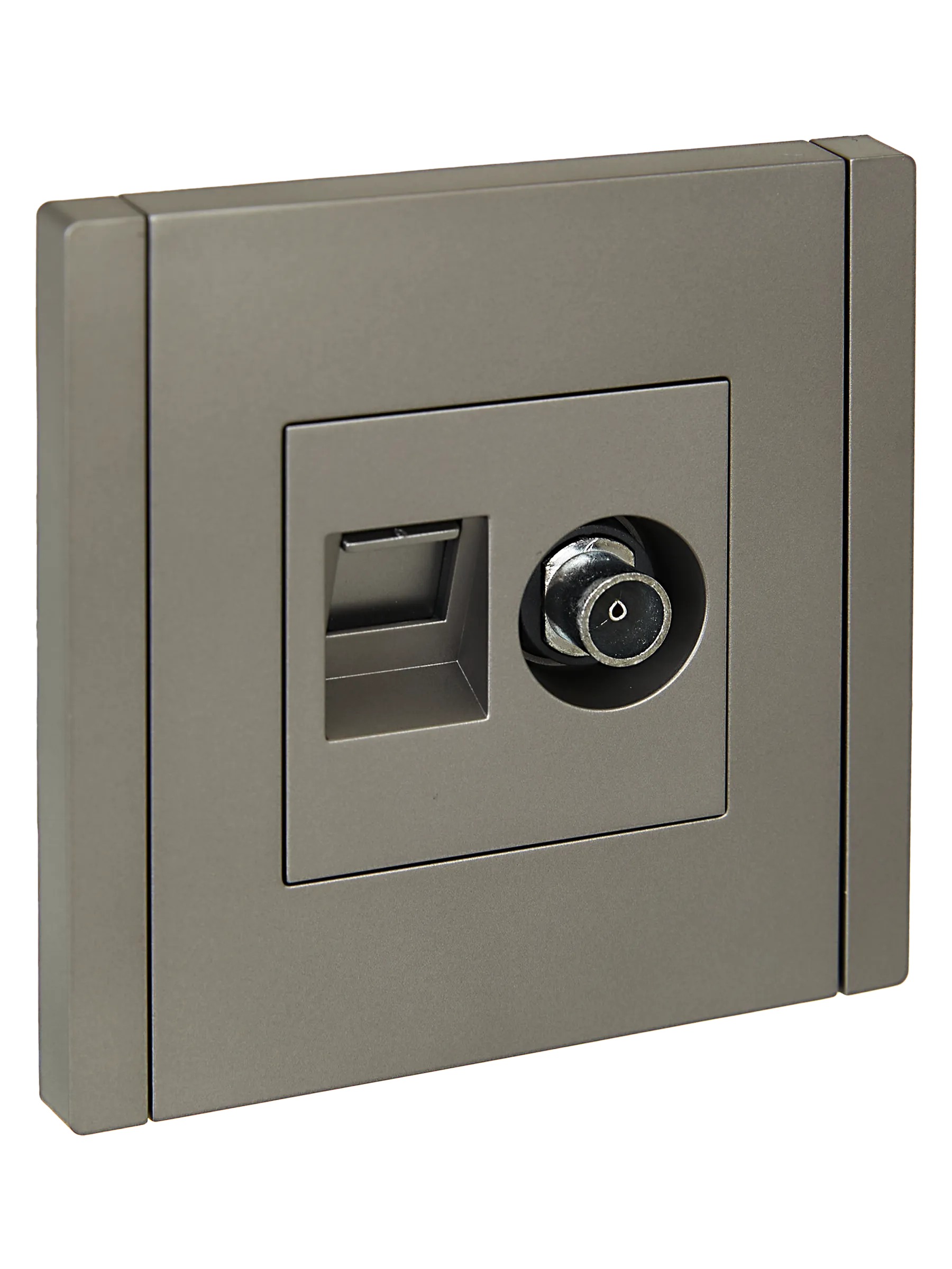 FORTE&PIANO Розетка двойная TV+RJ45 кат.5E FP536 сталь IEK FP-AK20-1-K46