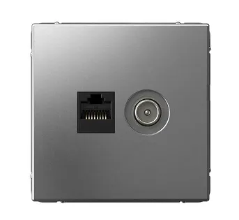 Розетка компьютерная + телевизионная 2-м ArtGallery RJ45 + TV кат.5E сталь SE GAL000989